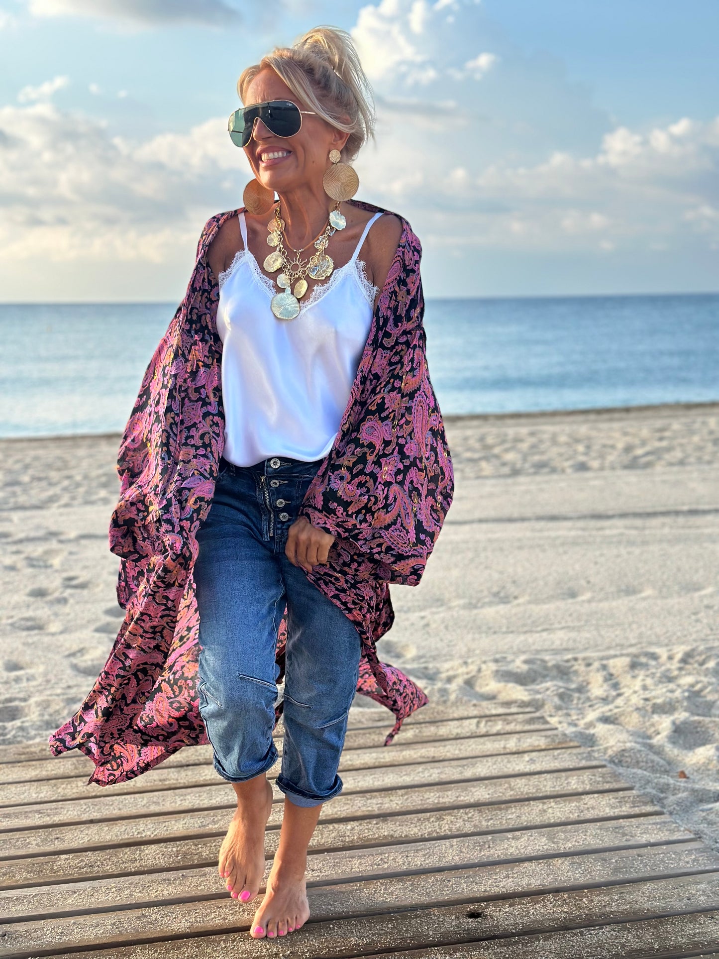 KIMONO MANGA LARGA ESTAMPADO