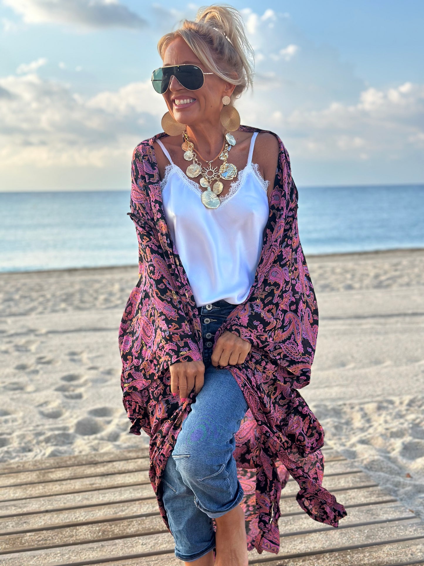 KIMONO MANGA LARGA ESTAMPADO