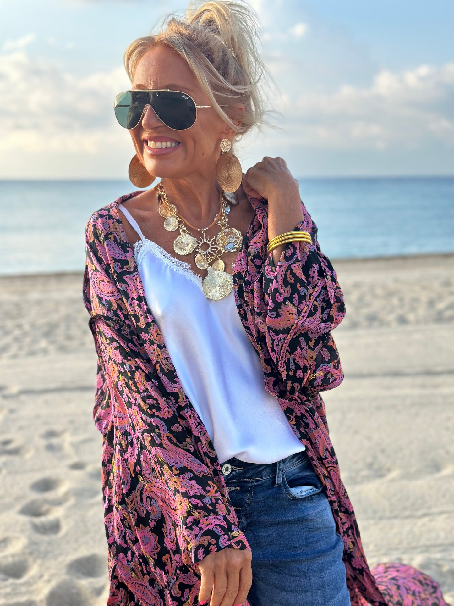 KIMONO MANGA LARGA ESTAMPADO