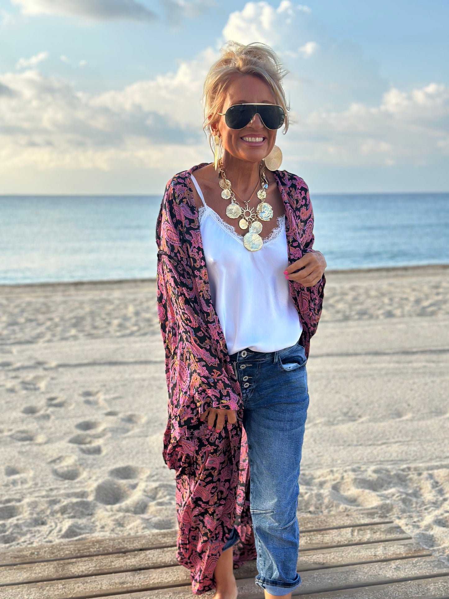 KIMONO MANGA LARGA ESTAMPADO