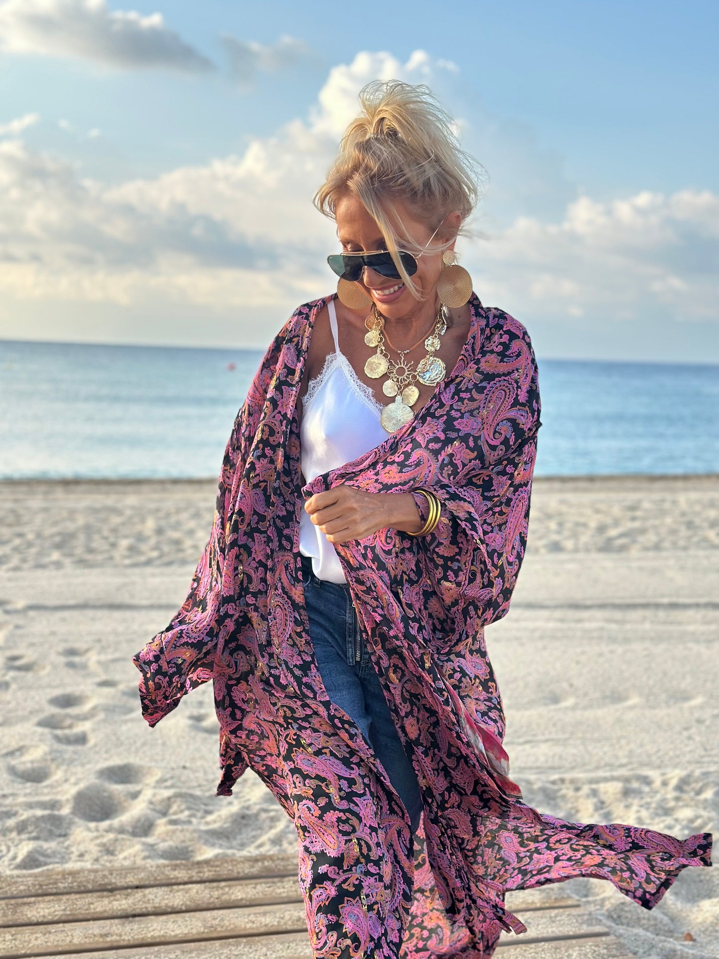 KIMONO MANGA LARGA ESTAMPADO