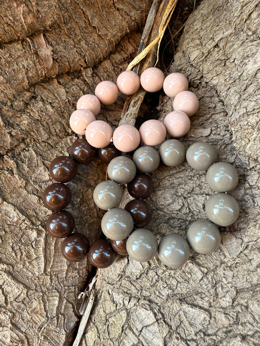 SET PULSERAS BOLAS MULTICOLOR MARRON