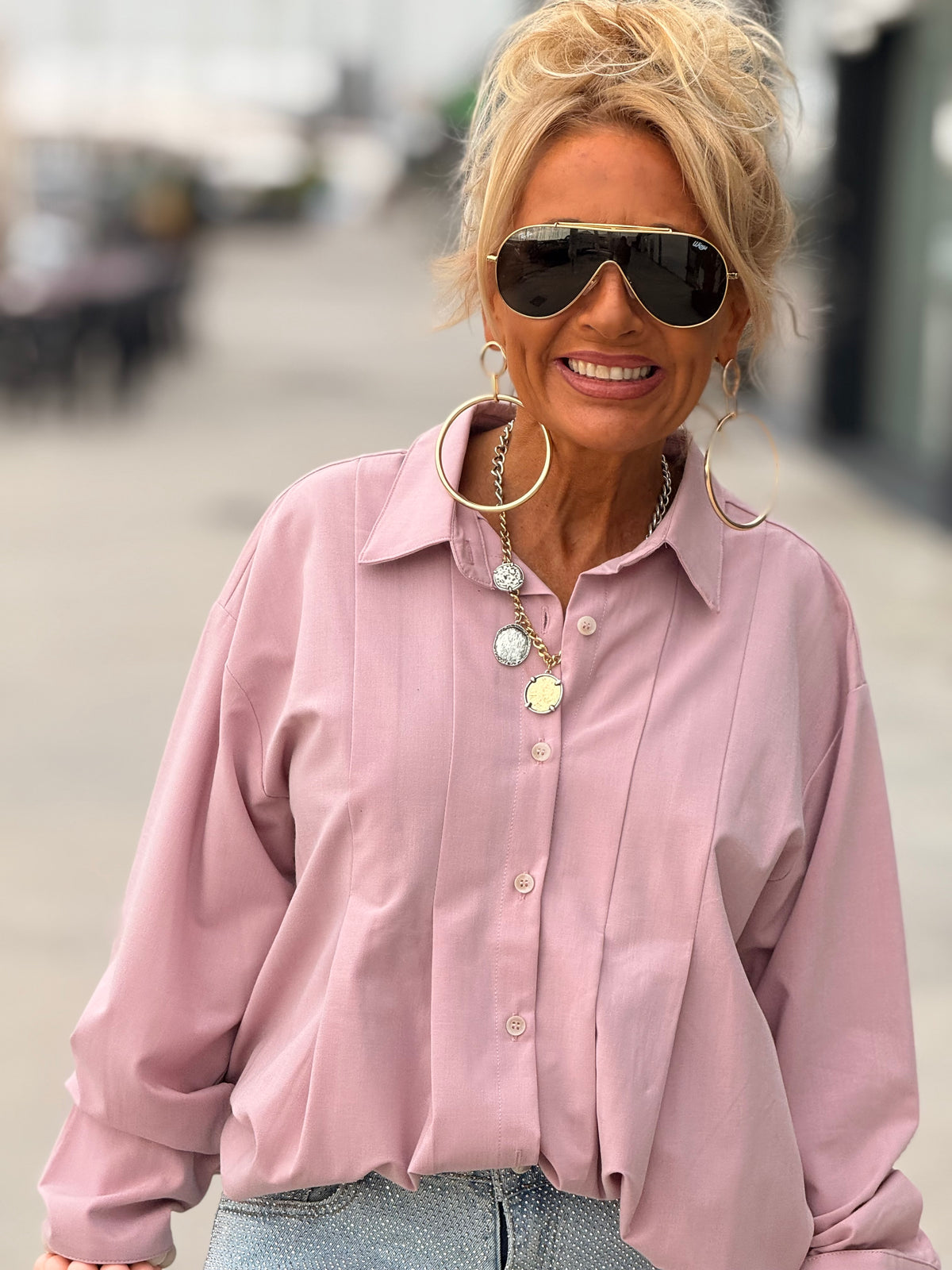 CAMISA CON PLIEGUES FILIPA MULTICOLOR