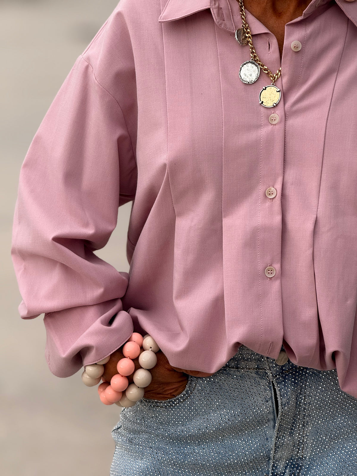 CAMISA CON PLIEGUES FILIPA MULTICOLOR