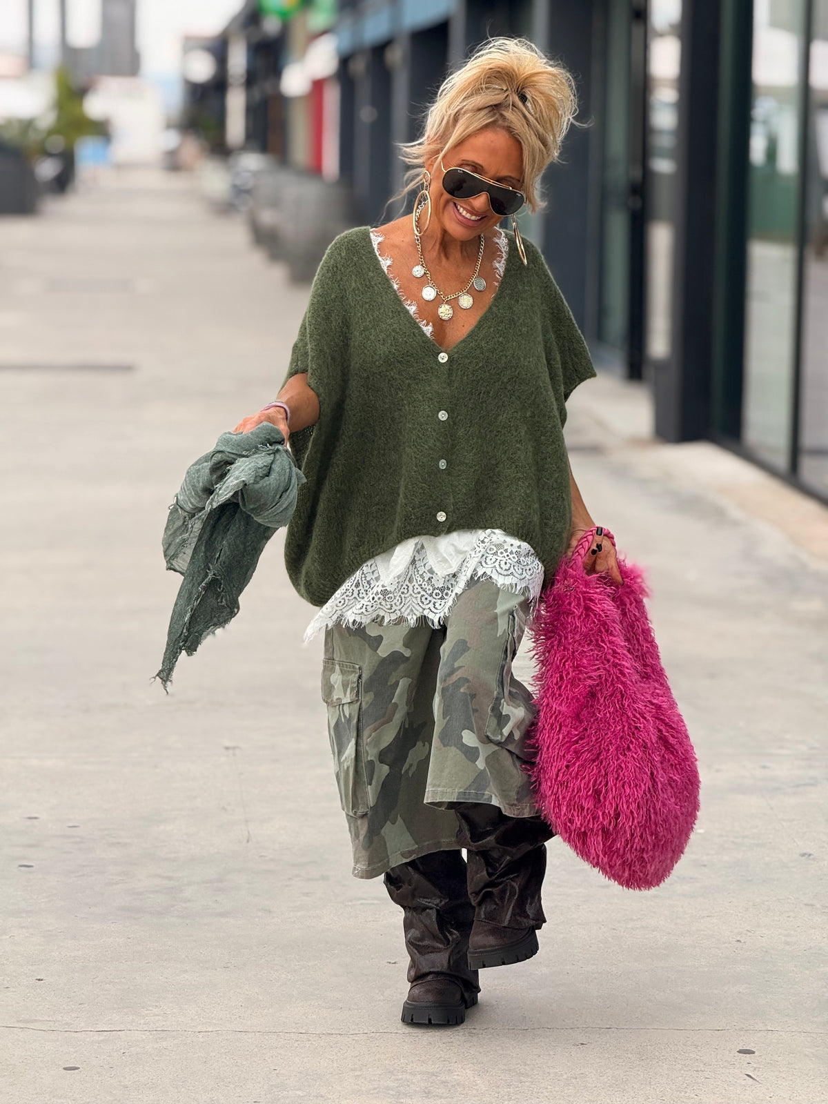BERMUDA OVERSIZE CAMUFLAJE MULTICOLOR
