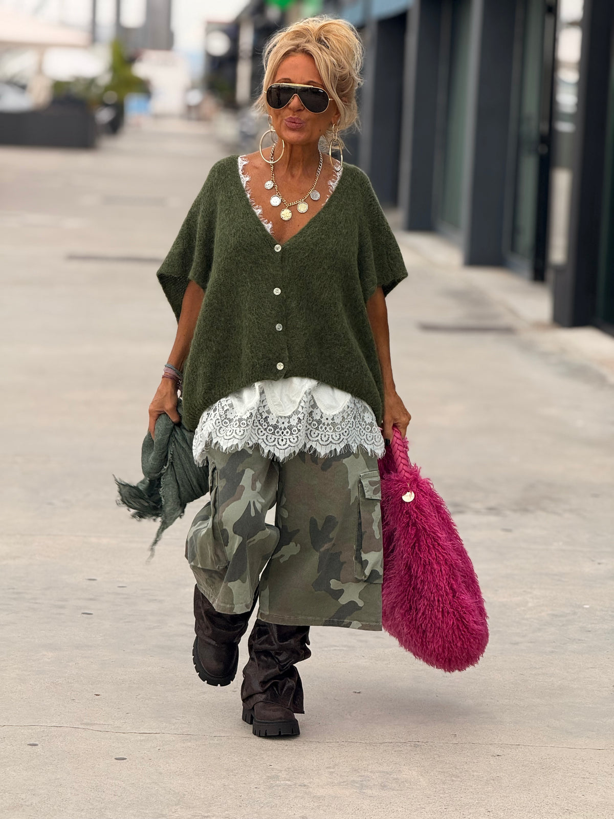 BERMUDA OVERSIZE CAMUFLAJE MULTICOLOR