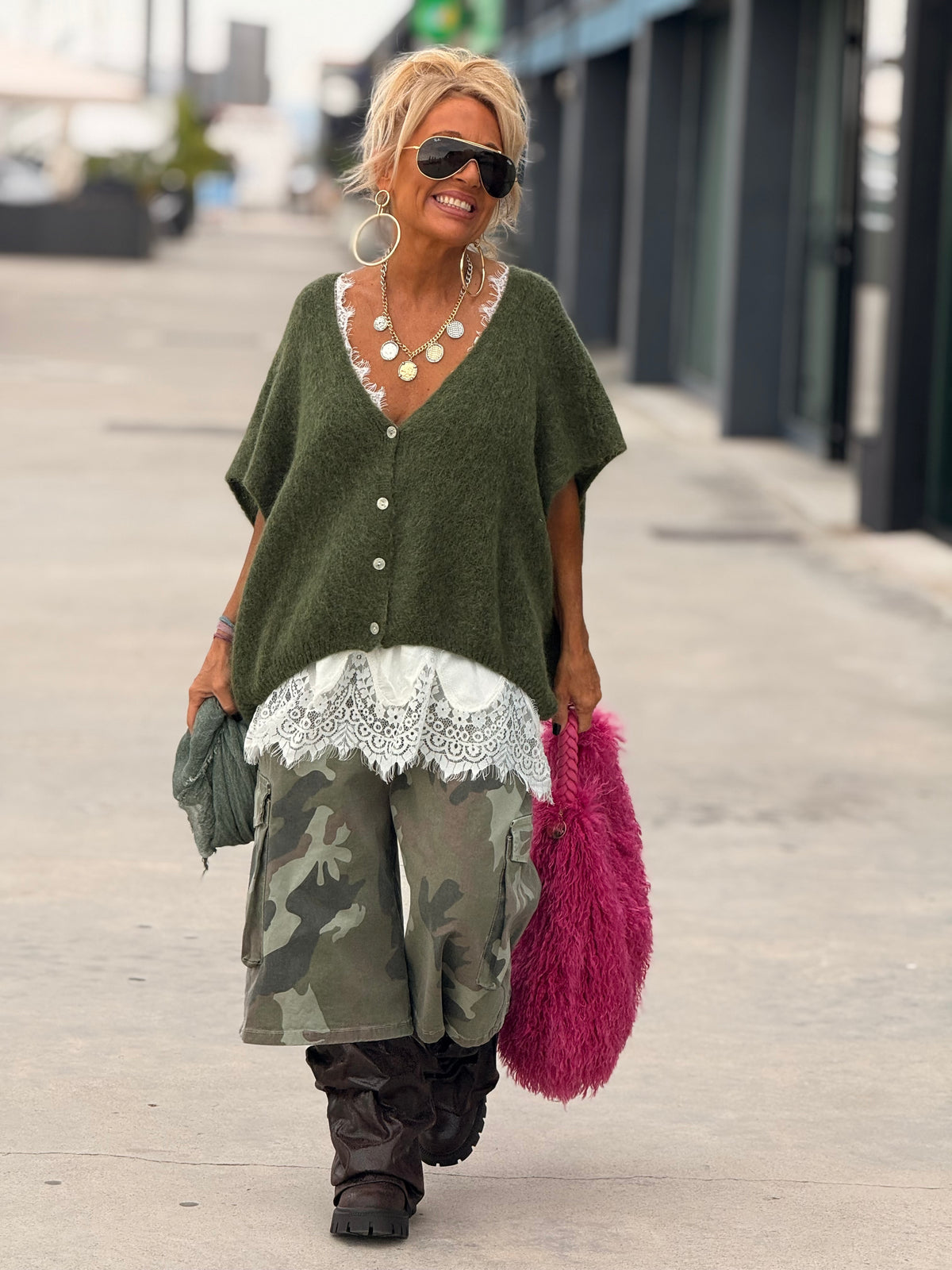 BERMUDA OVERSIZE CAMUFLAJE MULTICOLOR