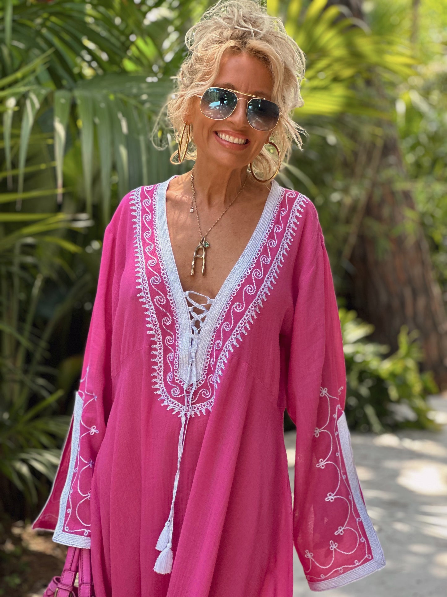 VESTIDO LONGUE OMBRE FUCSIA