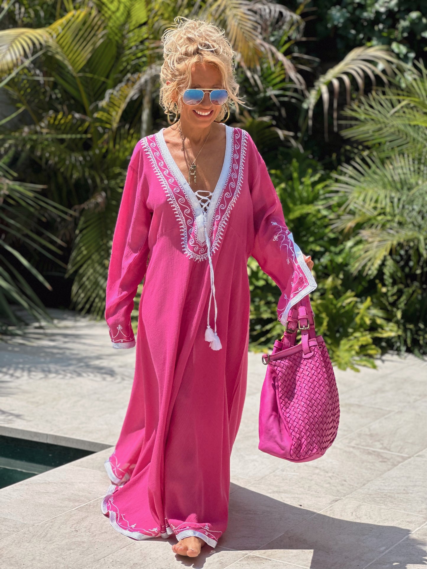 VESTIDO LONGUE OMBRE FUCSIA