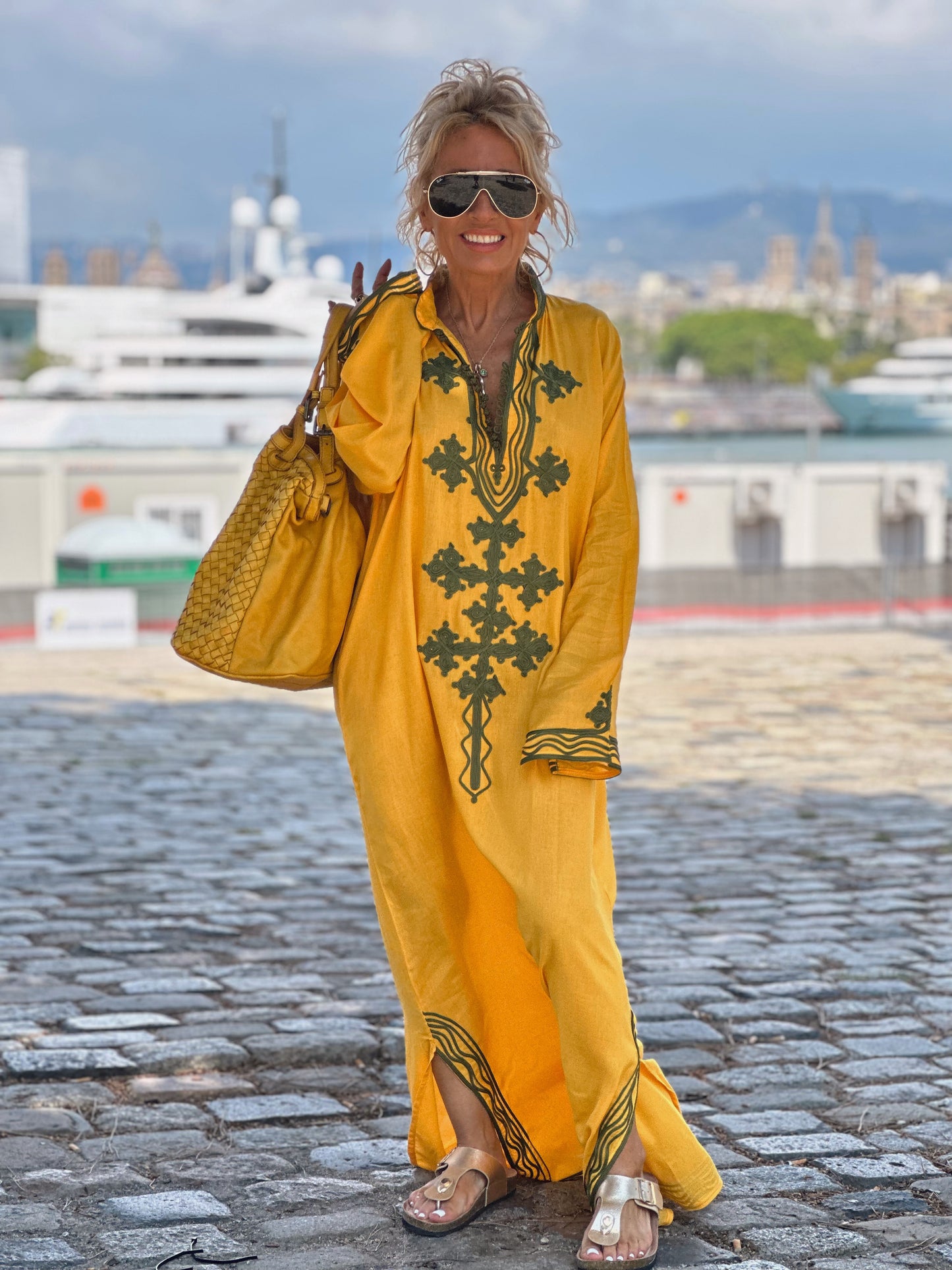 VESTIDO LONG JAD MOSTAZA