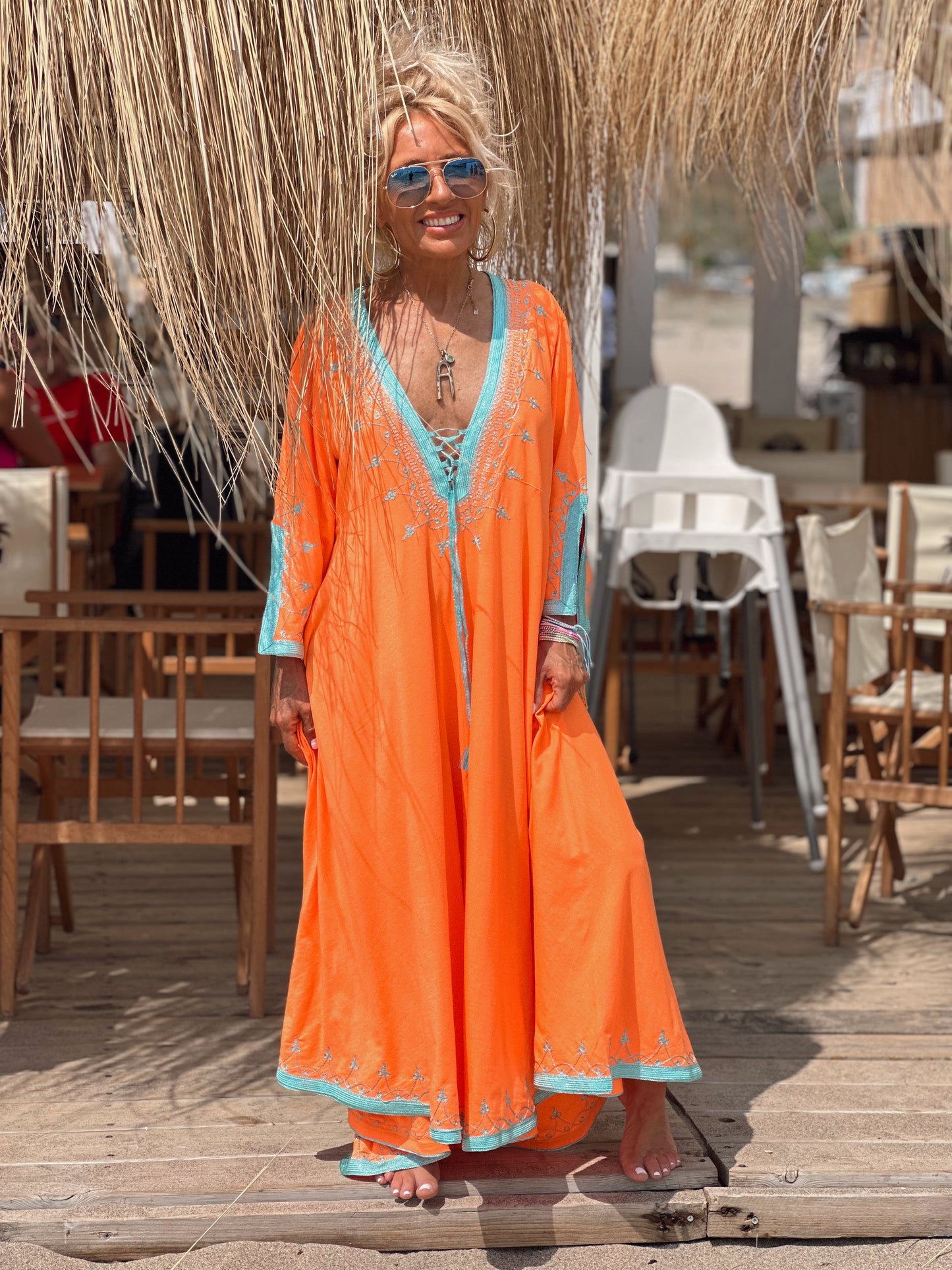 VESTIDO LONGUE OMBRE NARANJA