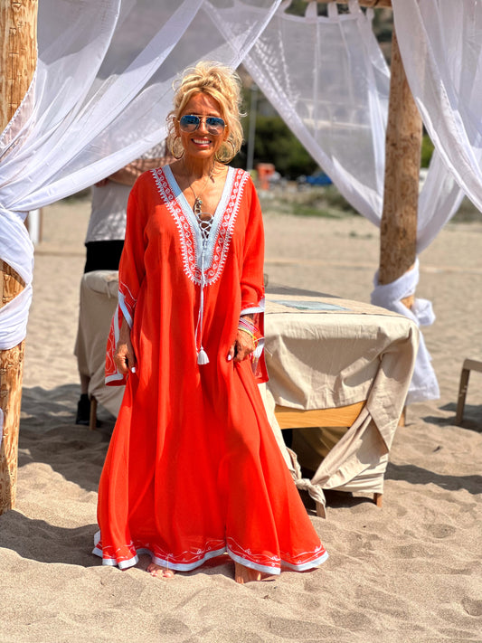 VESTIDO LONGUE OMBRE CORAL