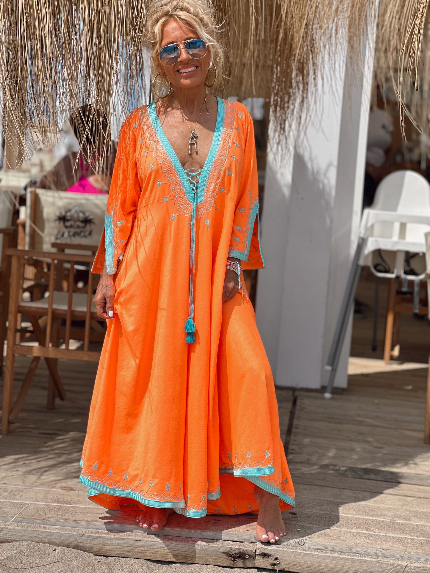 VESTIDO LONGUE OMBRE NARANJA