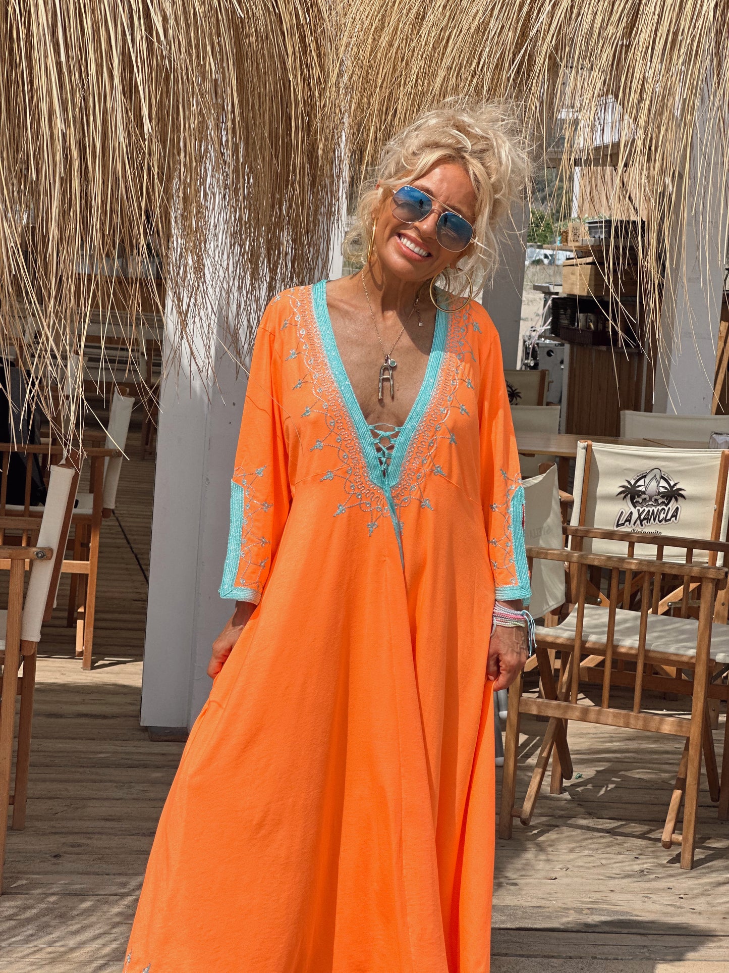 VESTIDO LONGUE OMBRE NARANJA