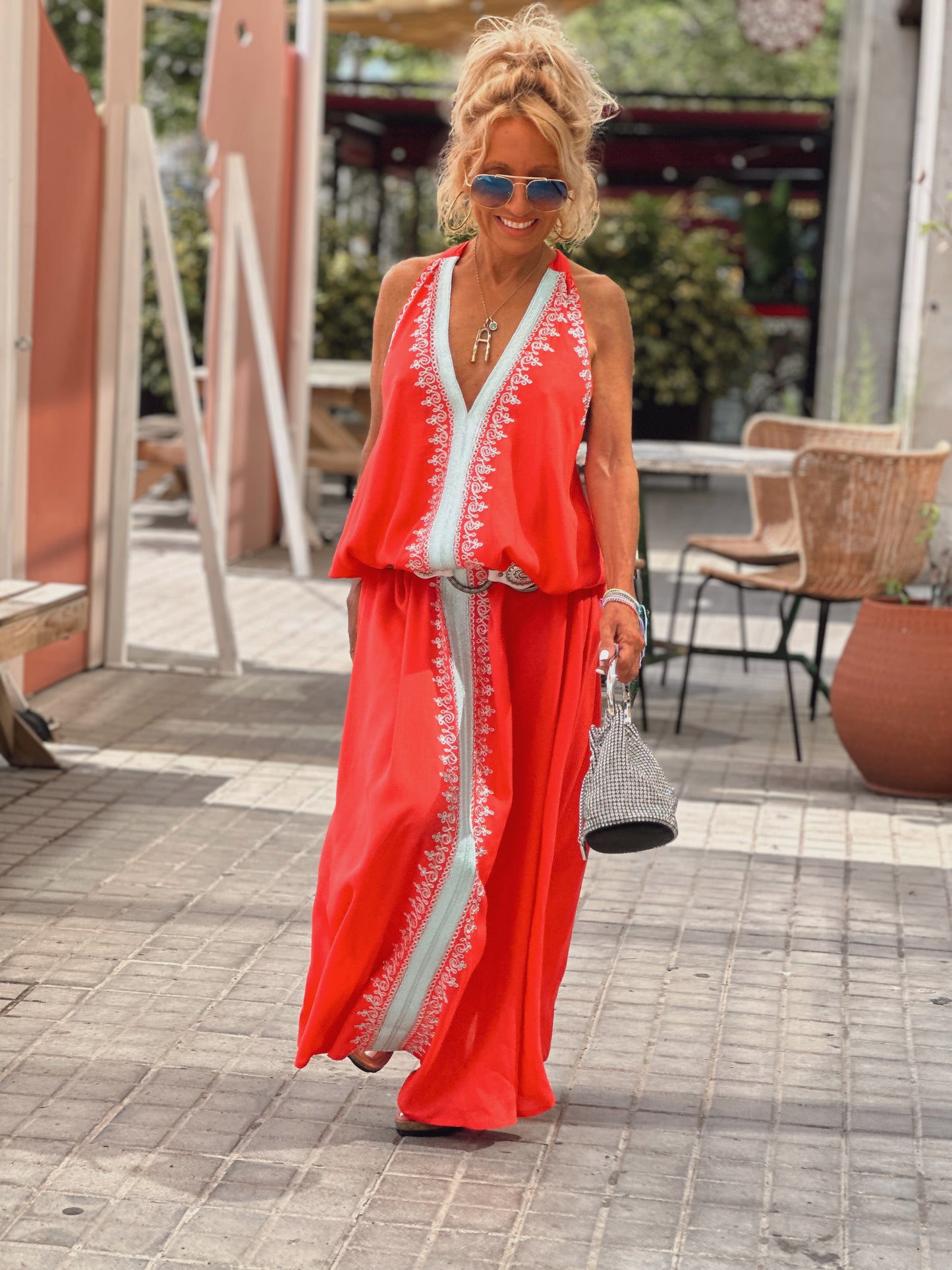 VESTIDO LONG FUZIA CORAL