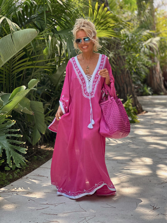 VESTIDO LONGUE OMBRE FUCSIA