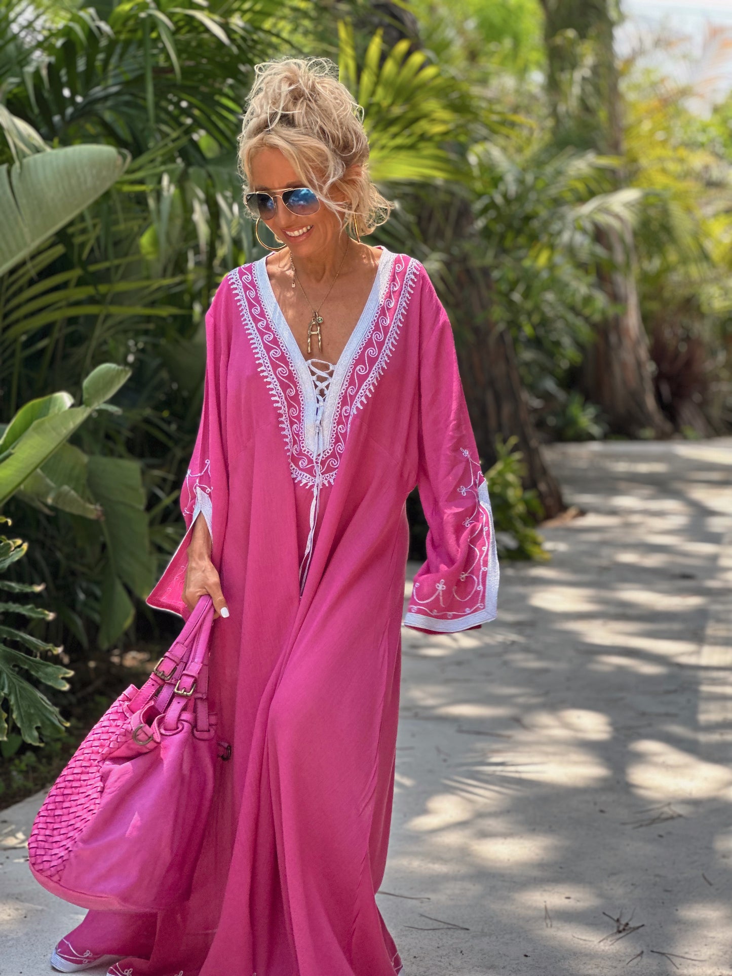 VESTIDO LONGUE OMBRE FUCSIA