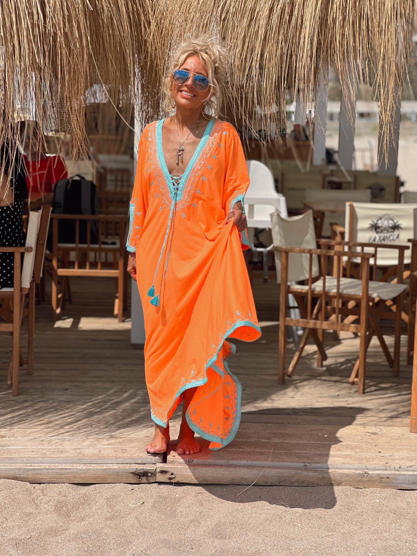 VESTIDO LONGUE OMBRE NARANJA