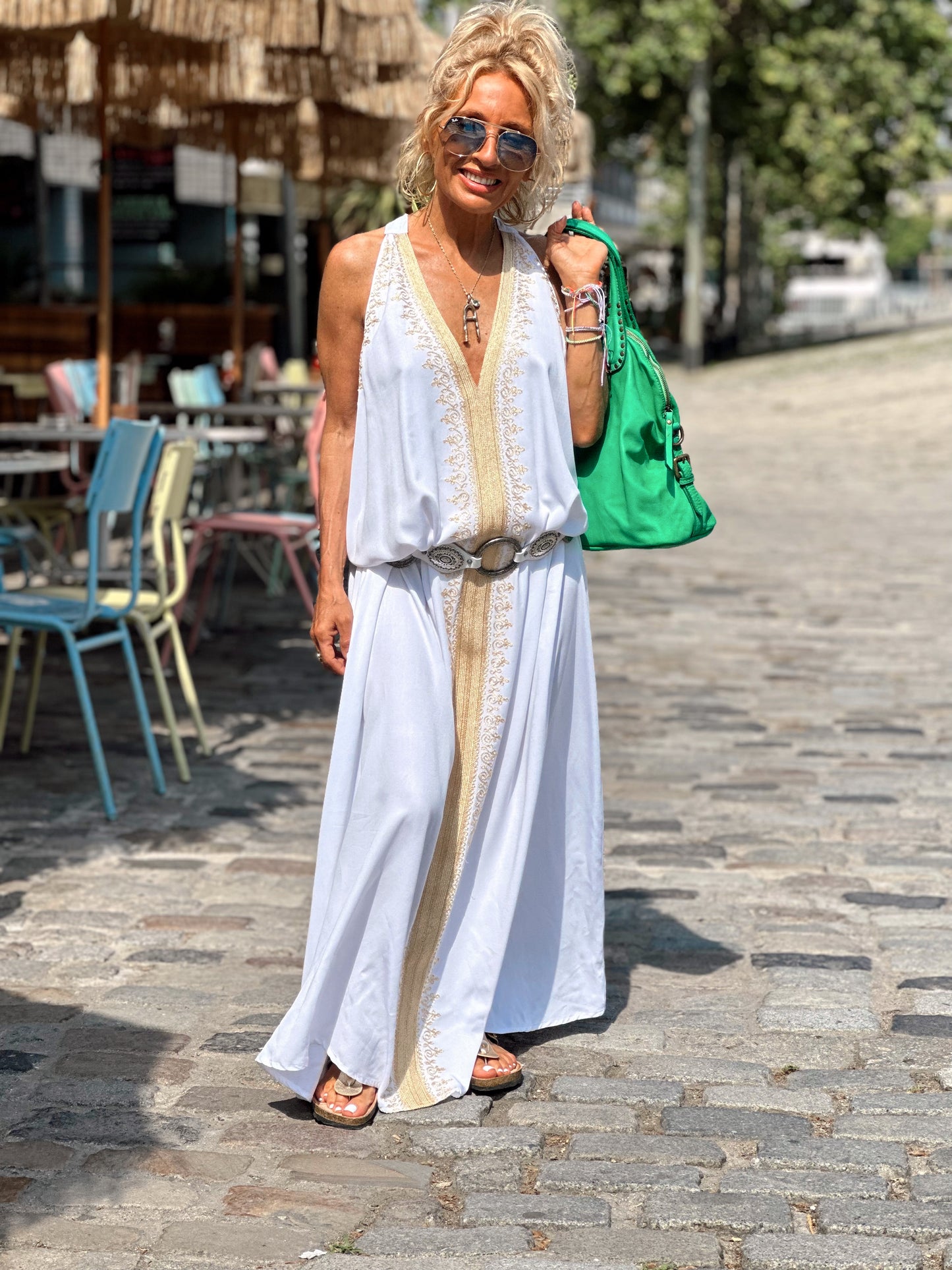 VESTIDO LONG FUZIA BLANCO