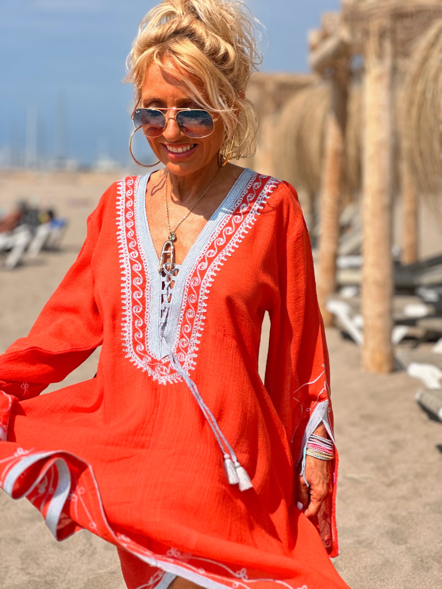 VESTIDO MINI OMBRE CORAL