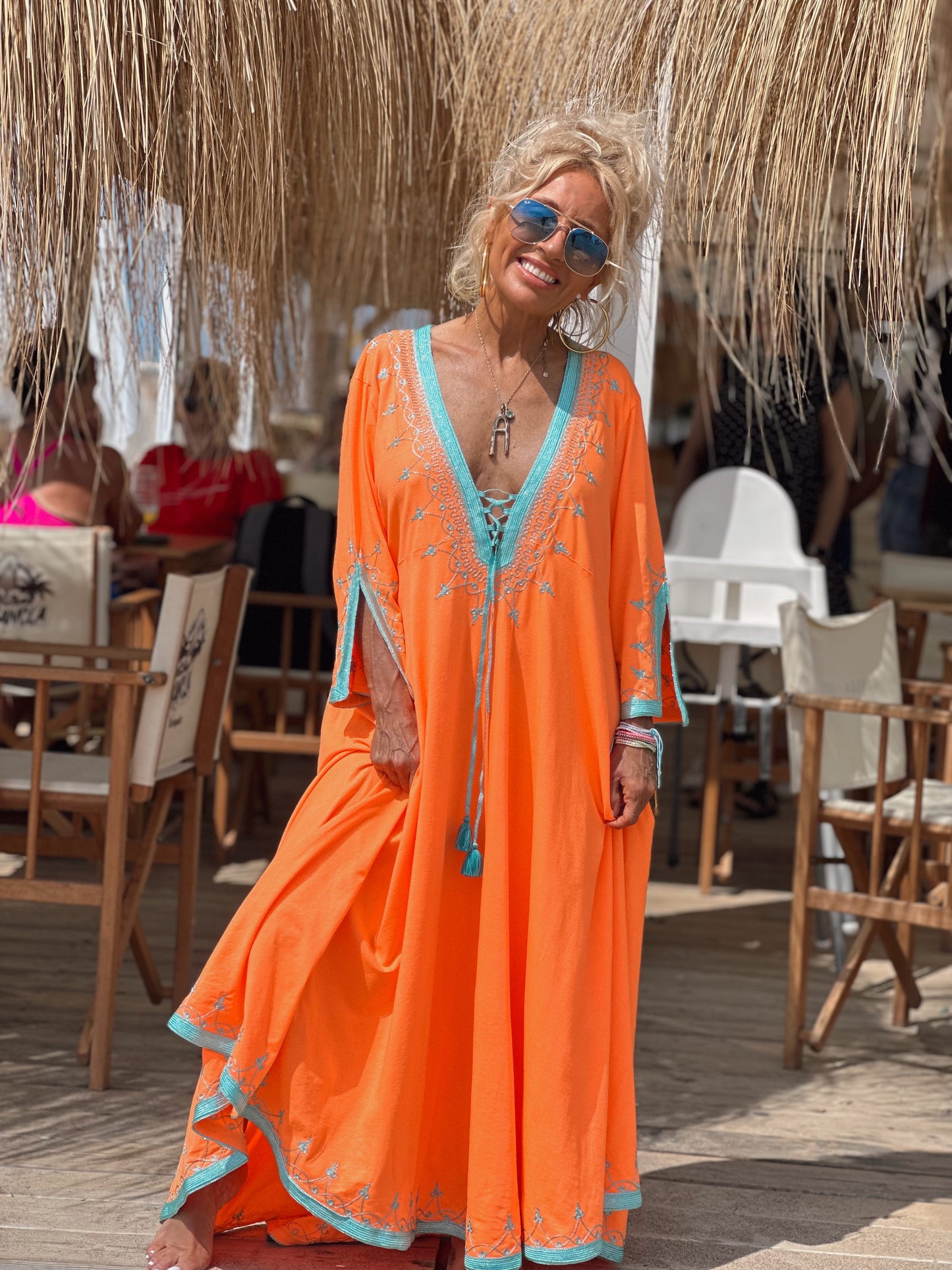 VESTIDO LONGUE OMBRE NARANJA