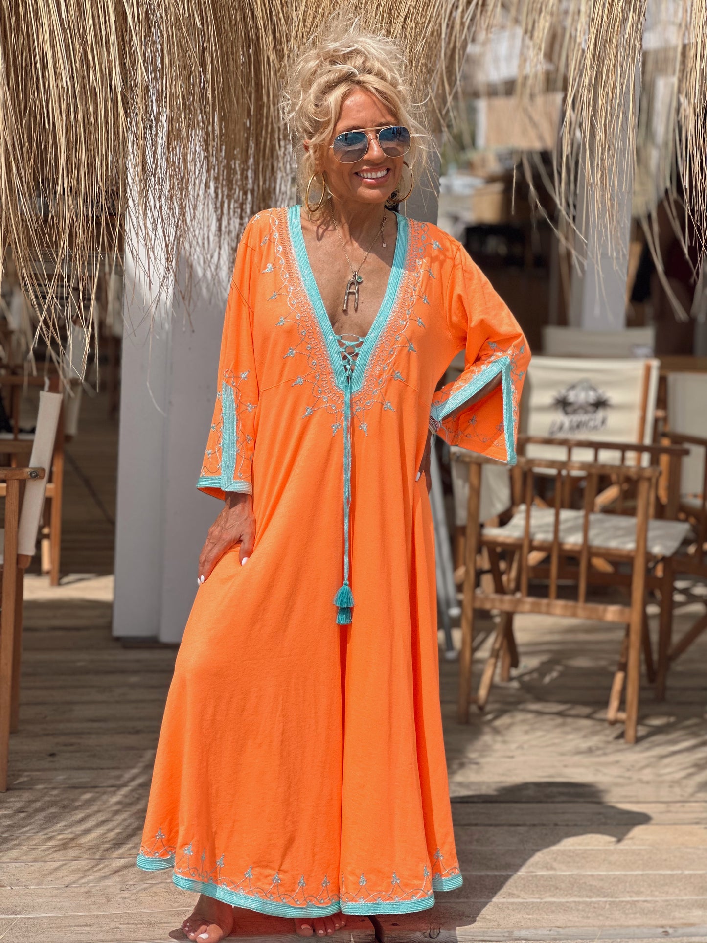 VESTIDO LONGUE OMBRE NARANJA