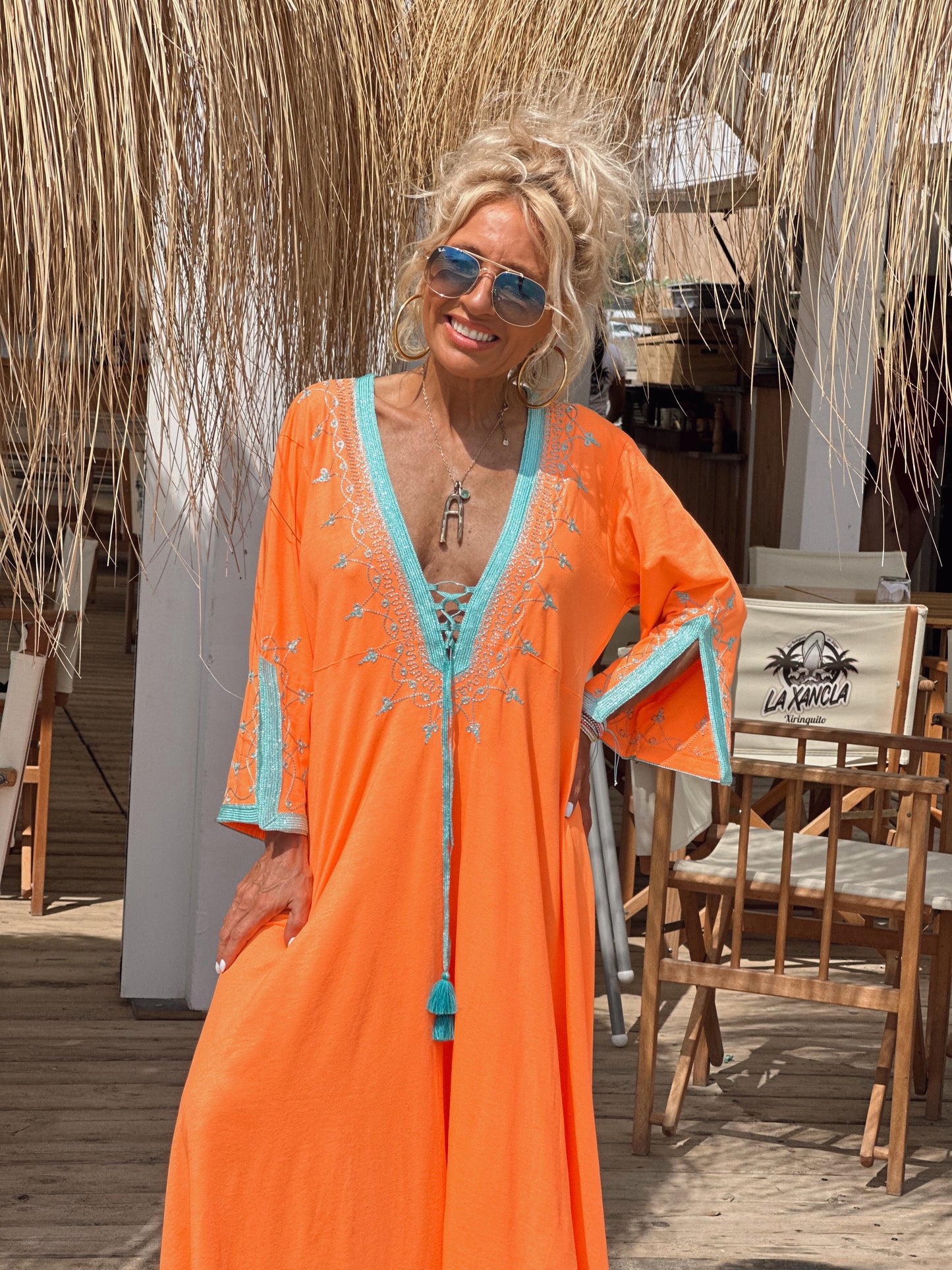 VESTIDO LONGUE OMBRE NARANJA