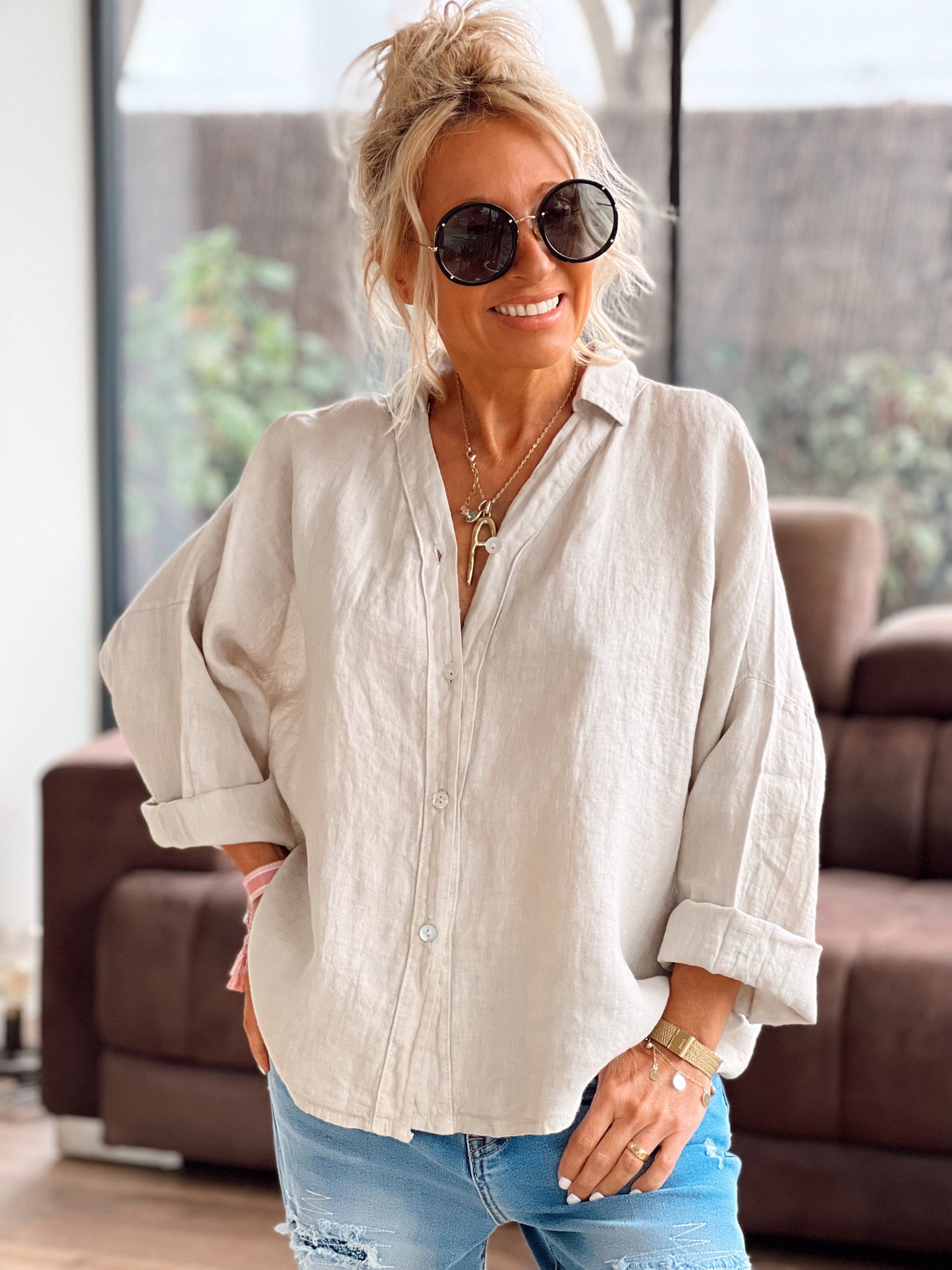 CAMISA ASIMÉTRICA MONA BEIGE