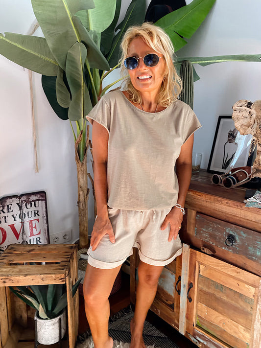 SHORT MACARENA LINO BEIGE