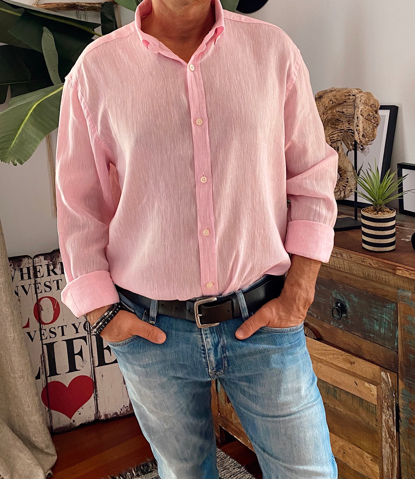 CAMISA LINO PATRICIO ROSA