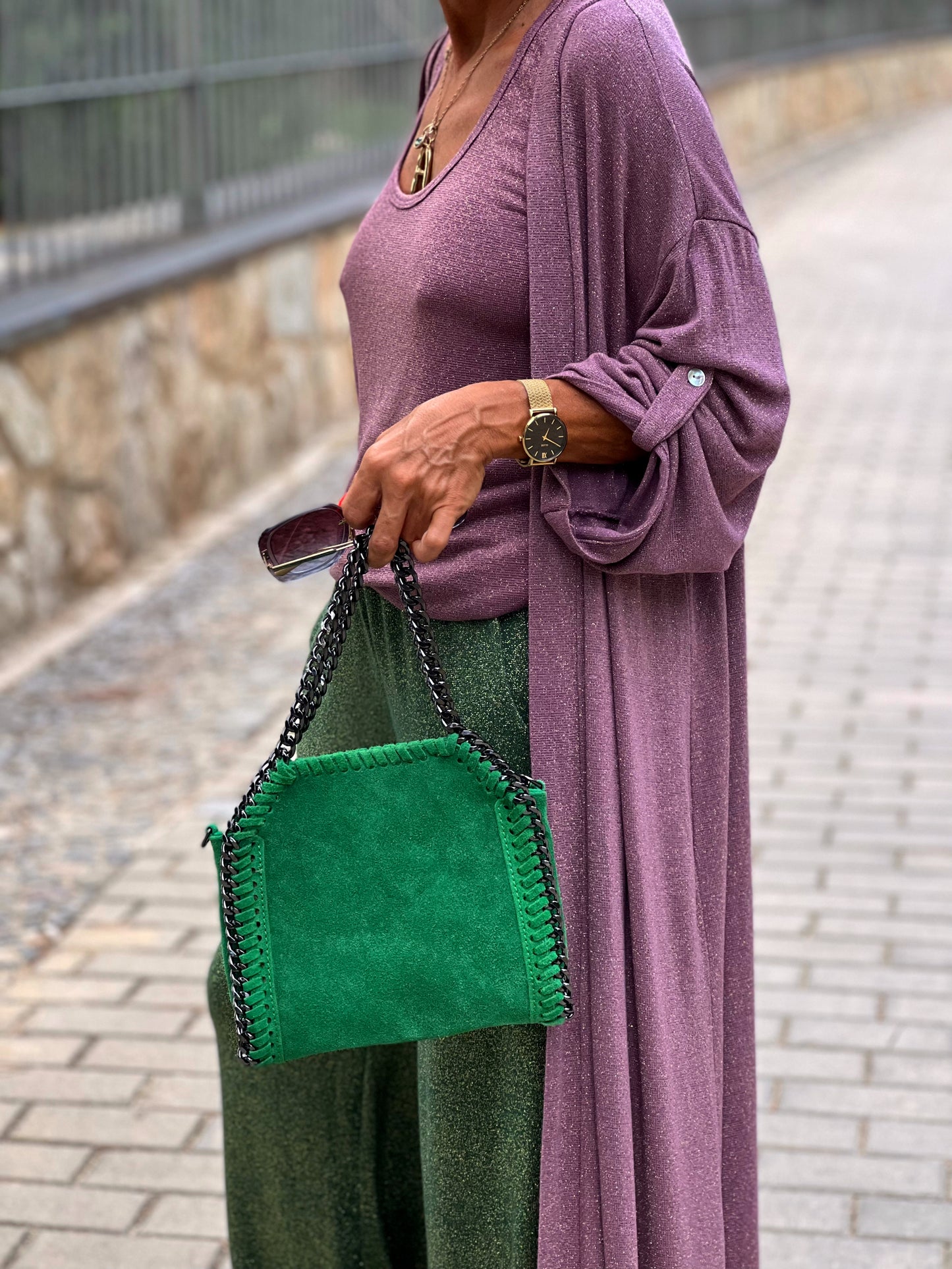 CONJUNTO TOP-CHAQUETA BRILLO RITA ROSA