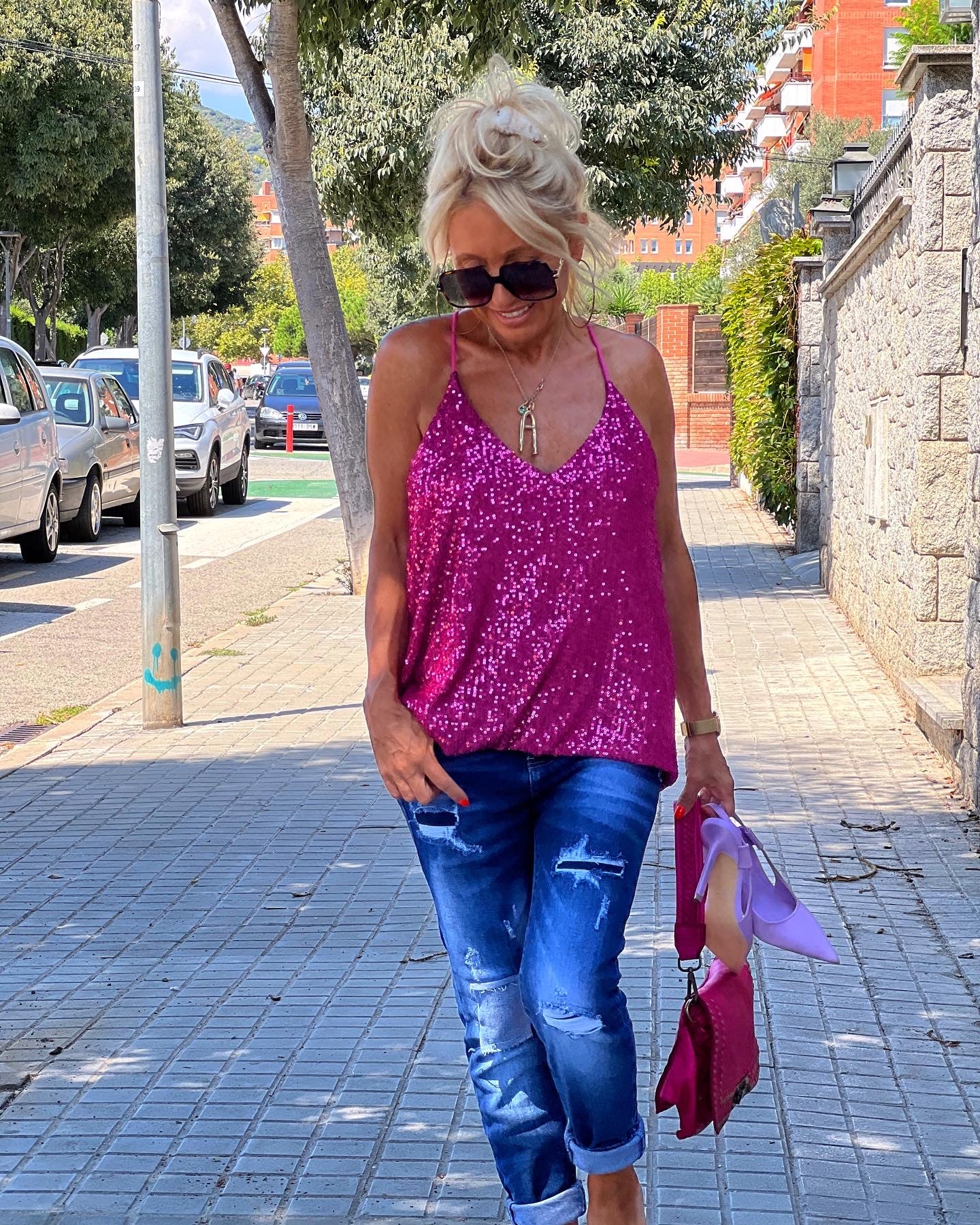 TOP LENTEJUELAS FUSCIA