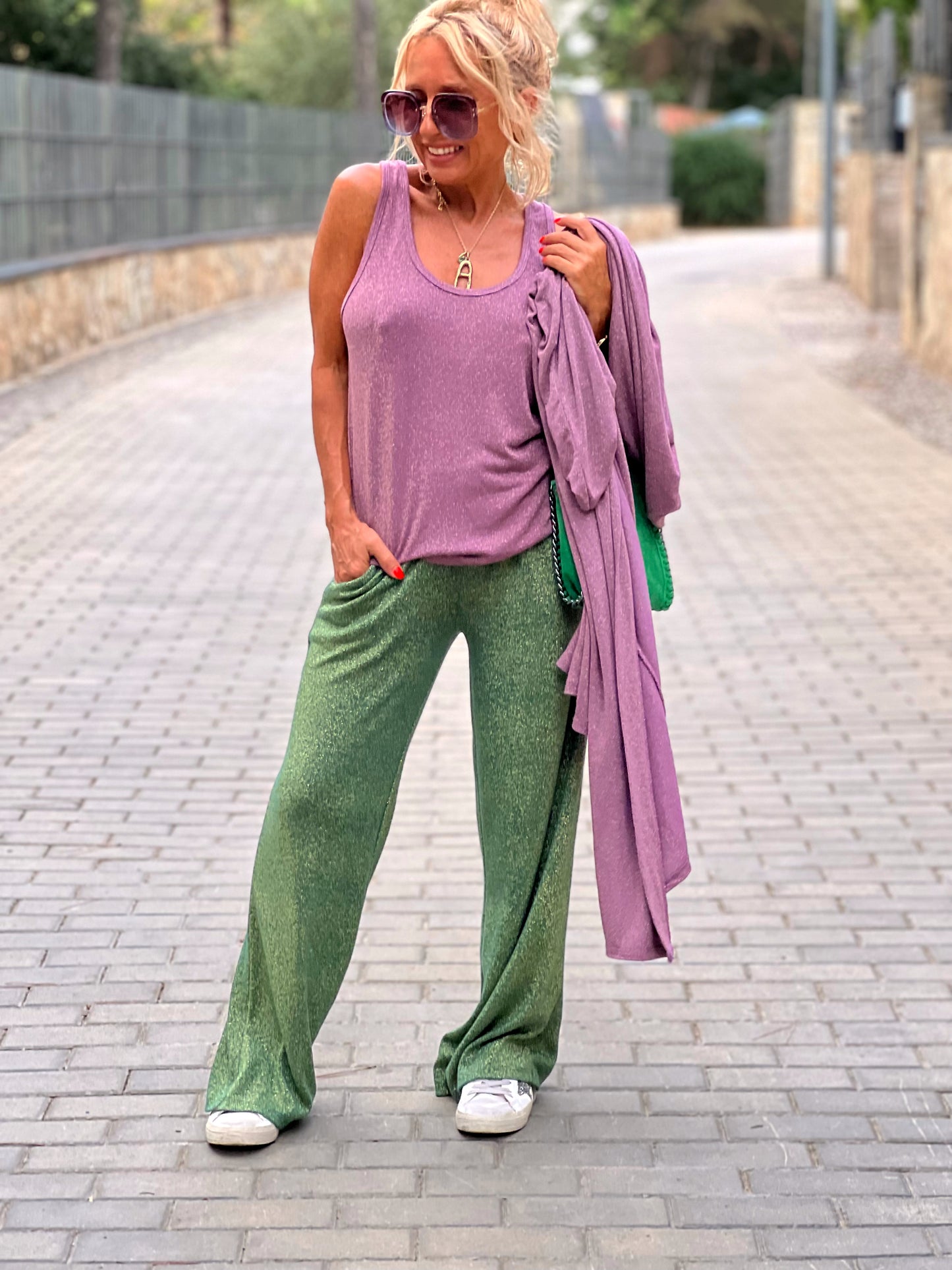 CONJUNTO TOP-CHAQUETA BRILLO RITA ROSA