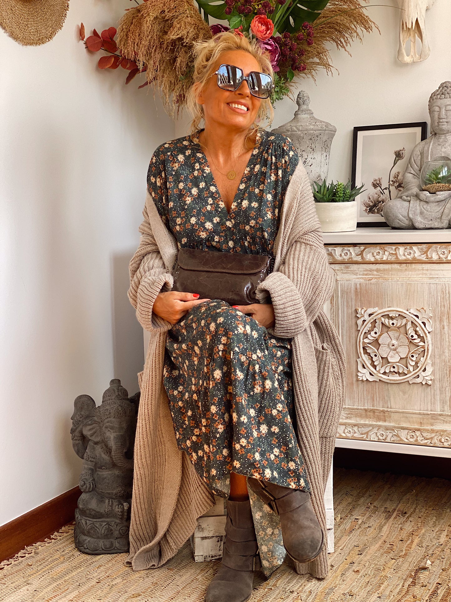 VESTIDO CORTO KELSIE ESTAMPADO VERDE