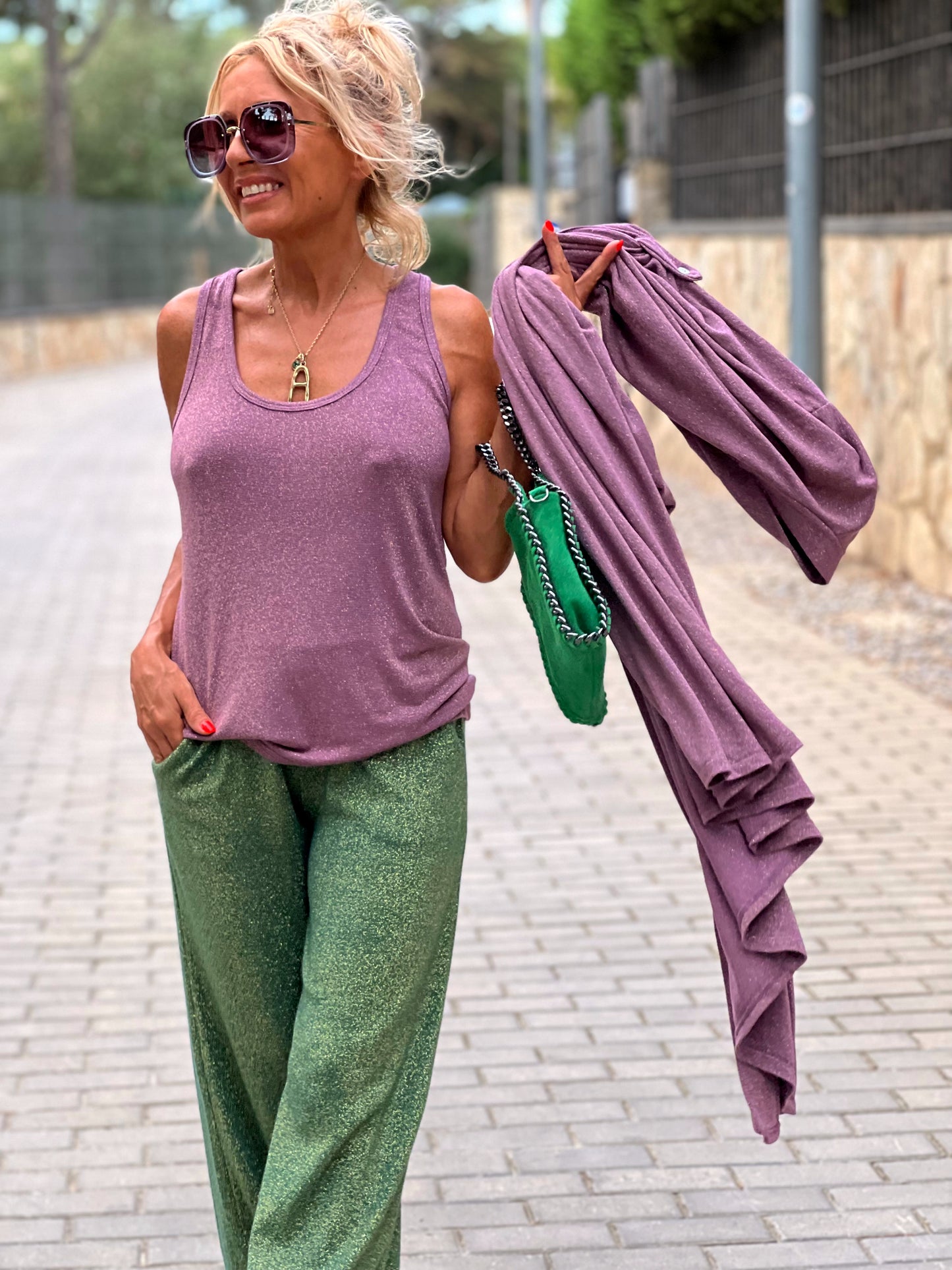 CONJUNTO TOP-CHAQUETA BRILLO RITA ROSA