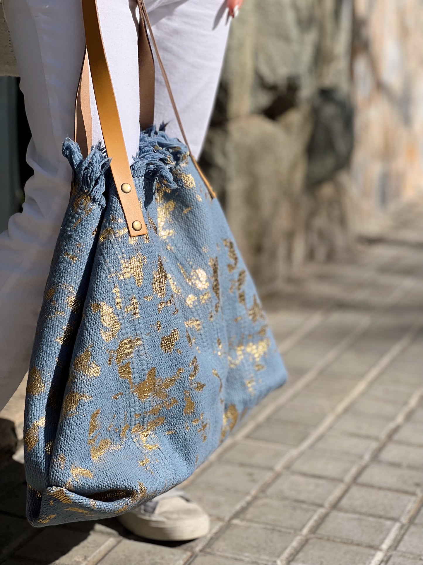 BOLSO ALGARVE AZUL-DORADO