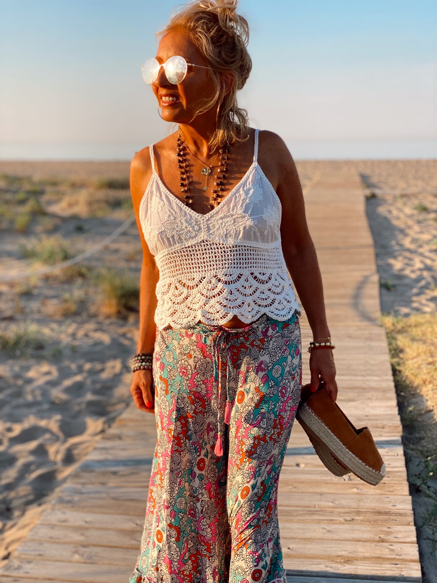 FALDA LARGA ESTAMPADA JANE TURQUESA