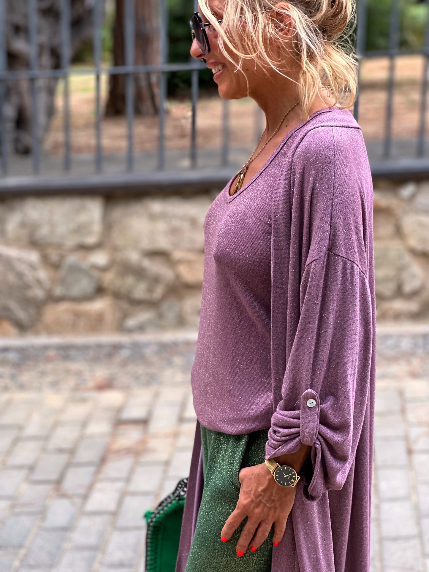 CONJUNTO TOP-CHAQUETA BRILLO RITA ROSA