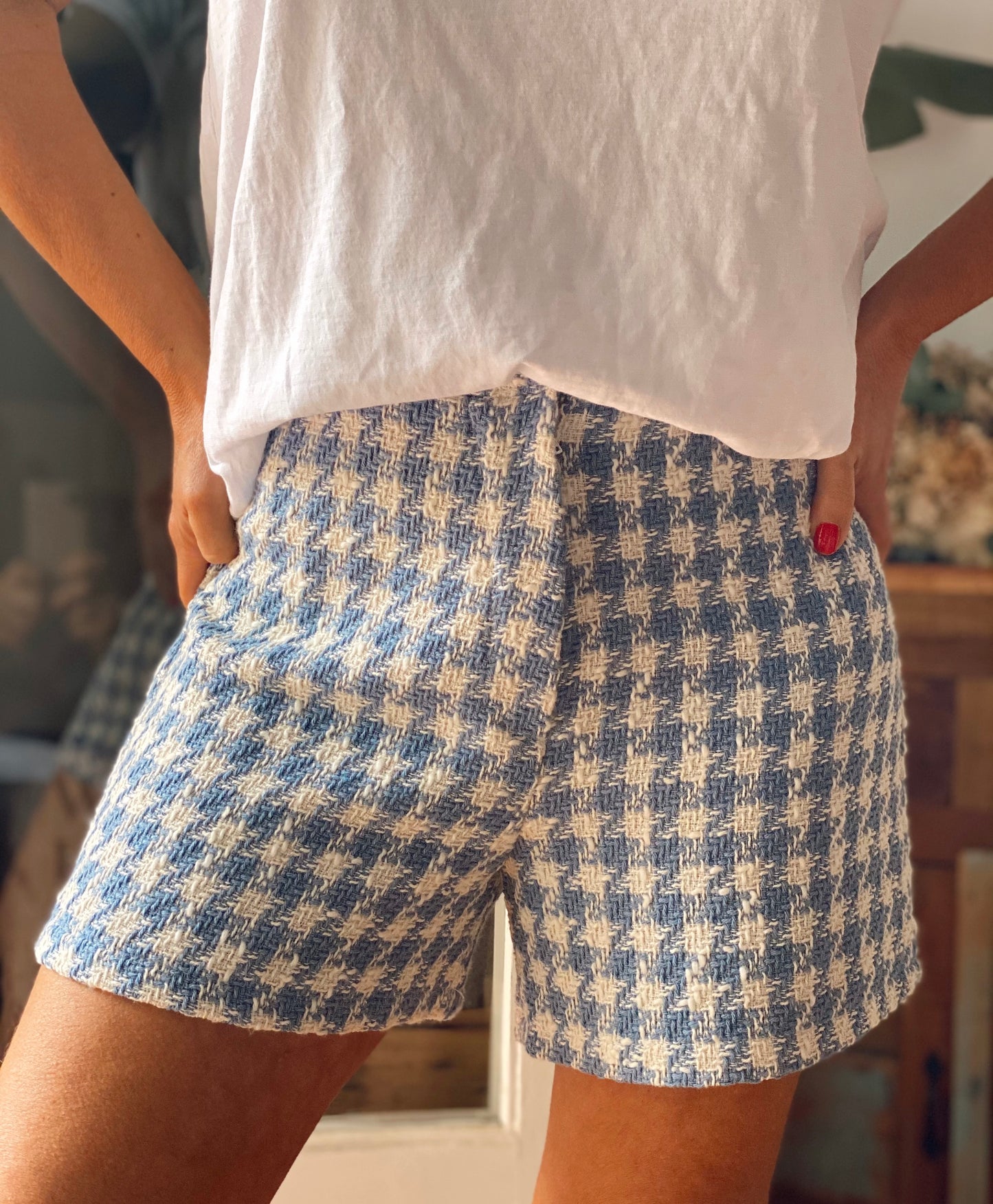 SHORT COCO CUADROS AZUL