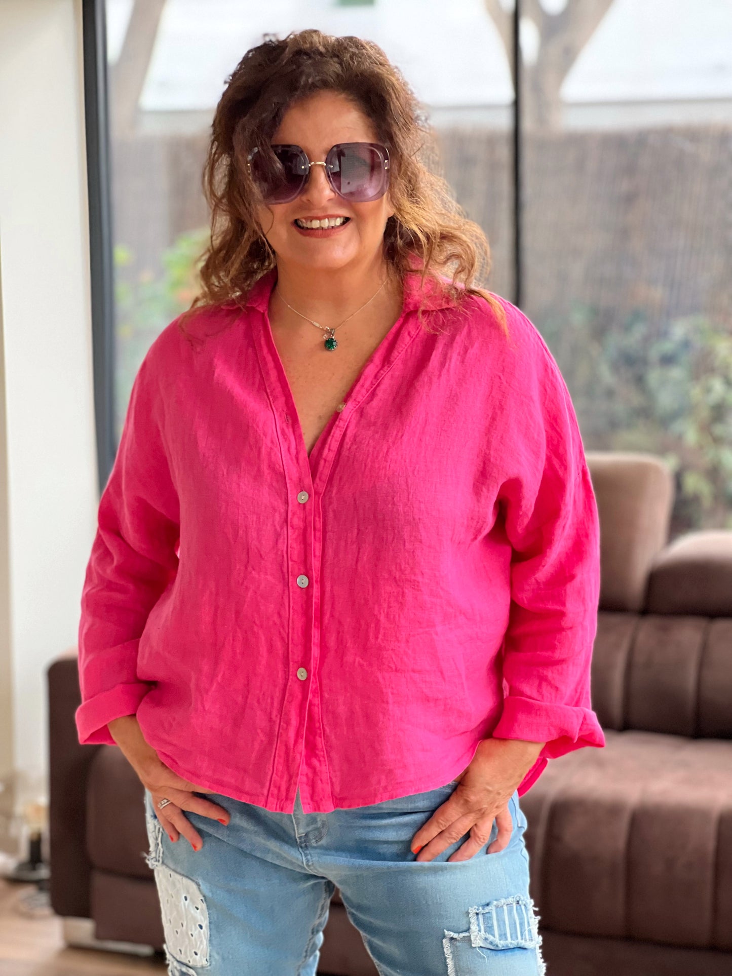 CAMISA ASIMÉTRICA MONA FUCSIA