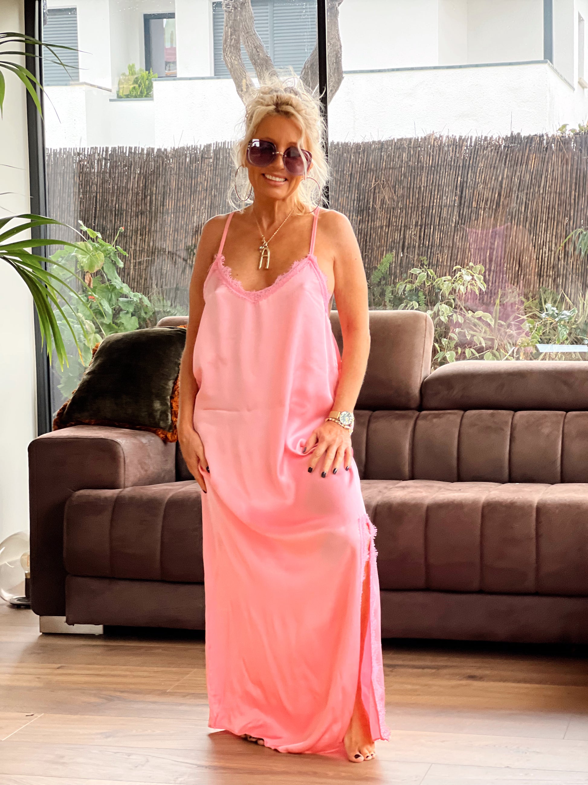 pink slip dress topshop Topshop ruffle midi slip dress in pink abstract floral