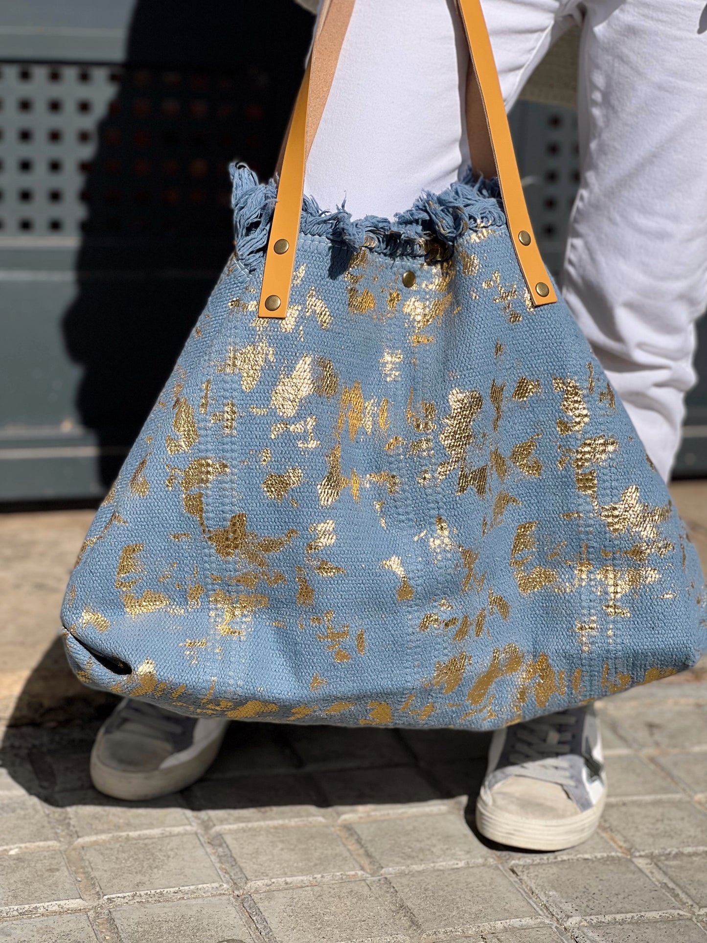 BOLSO ALGARVE AZUL-DORADO