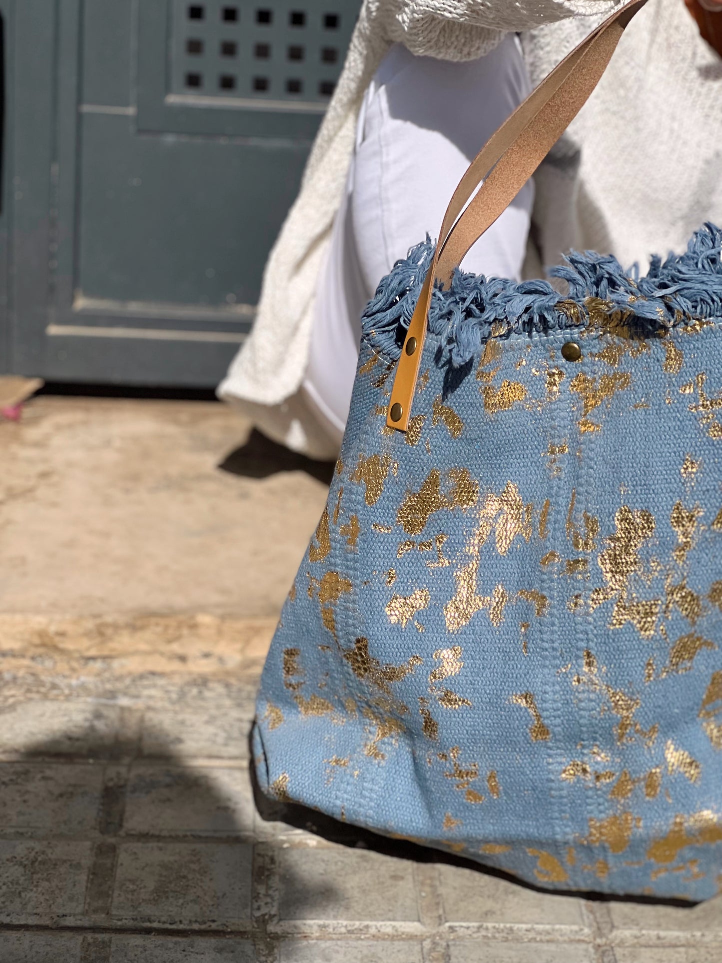 BOLSO ALGARVE AZUL-DORADO