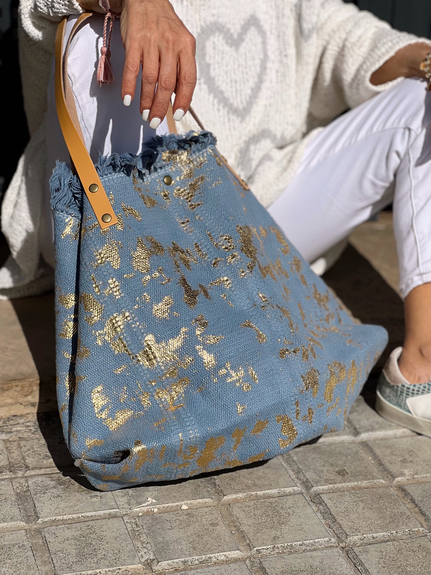 BOLSO ALGARVE AZUL-DORADO