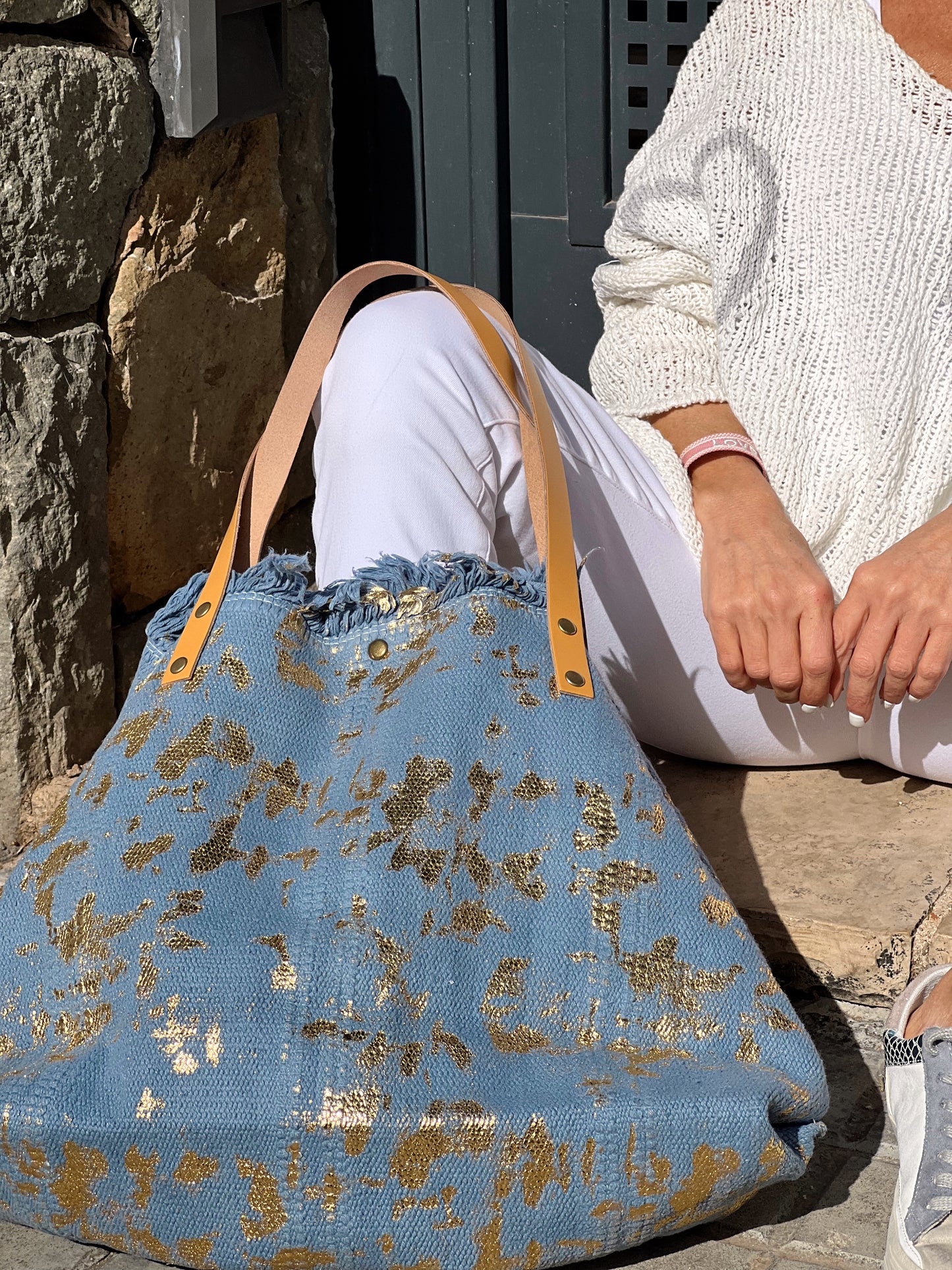 BOLSO ALGARVE AZUL-DORADO