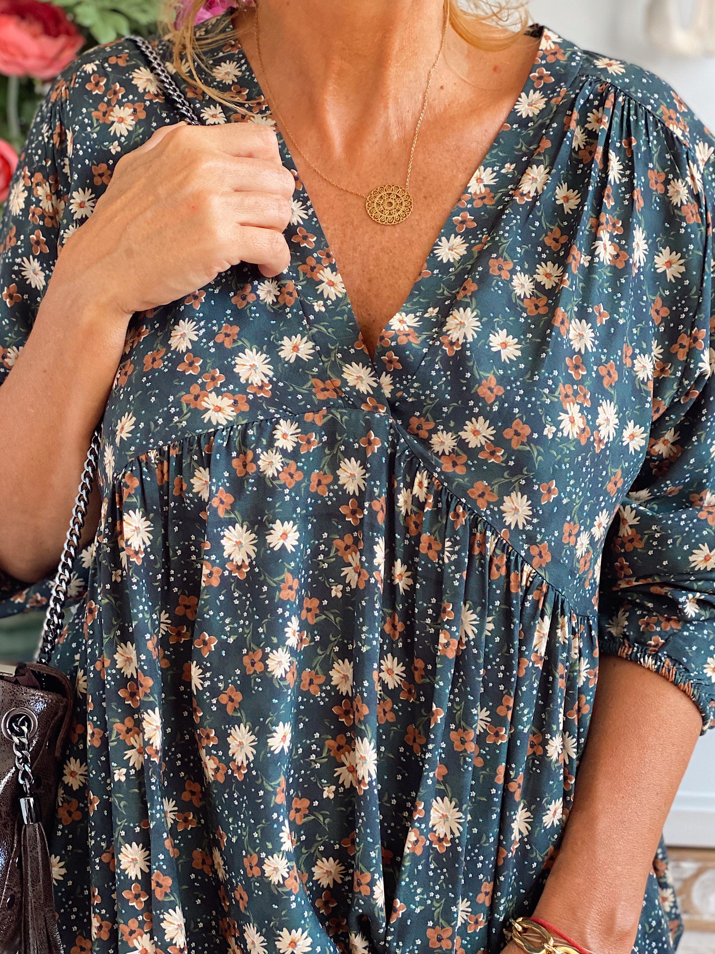 VESTIDO CORTO KELSIE ESTAMPADO VERDE