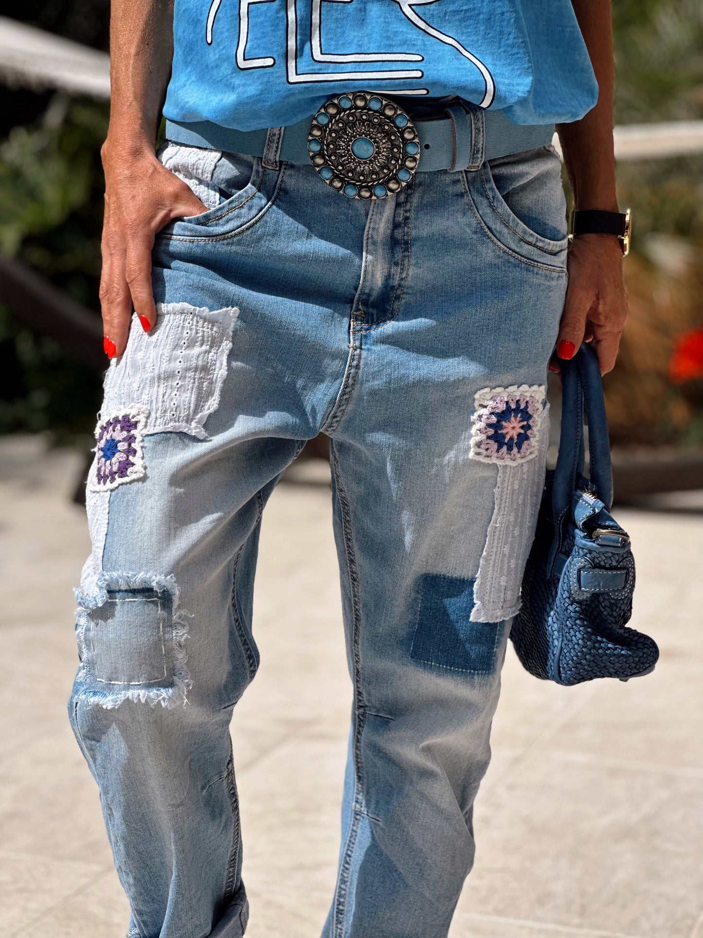 JEANS VAQUEROS DETALLES CROCHET TEJANO