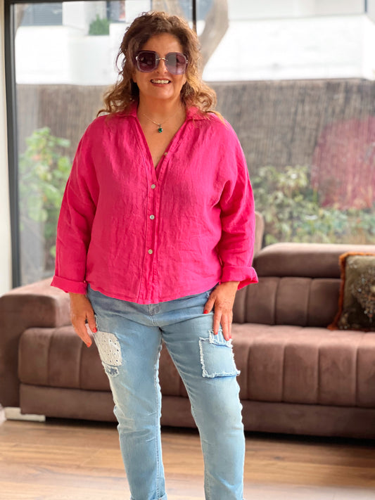 CAMISA ASIMÉTRICA MONA FUCSIA