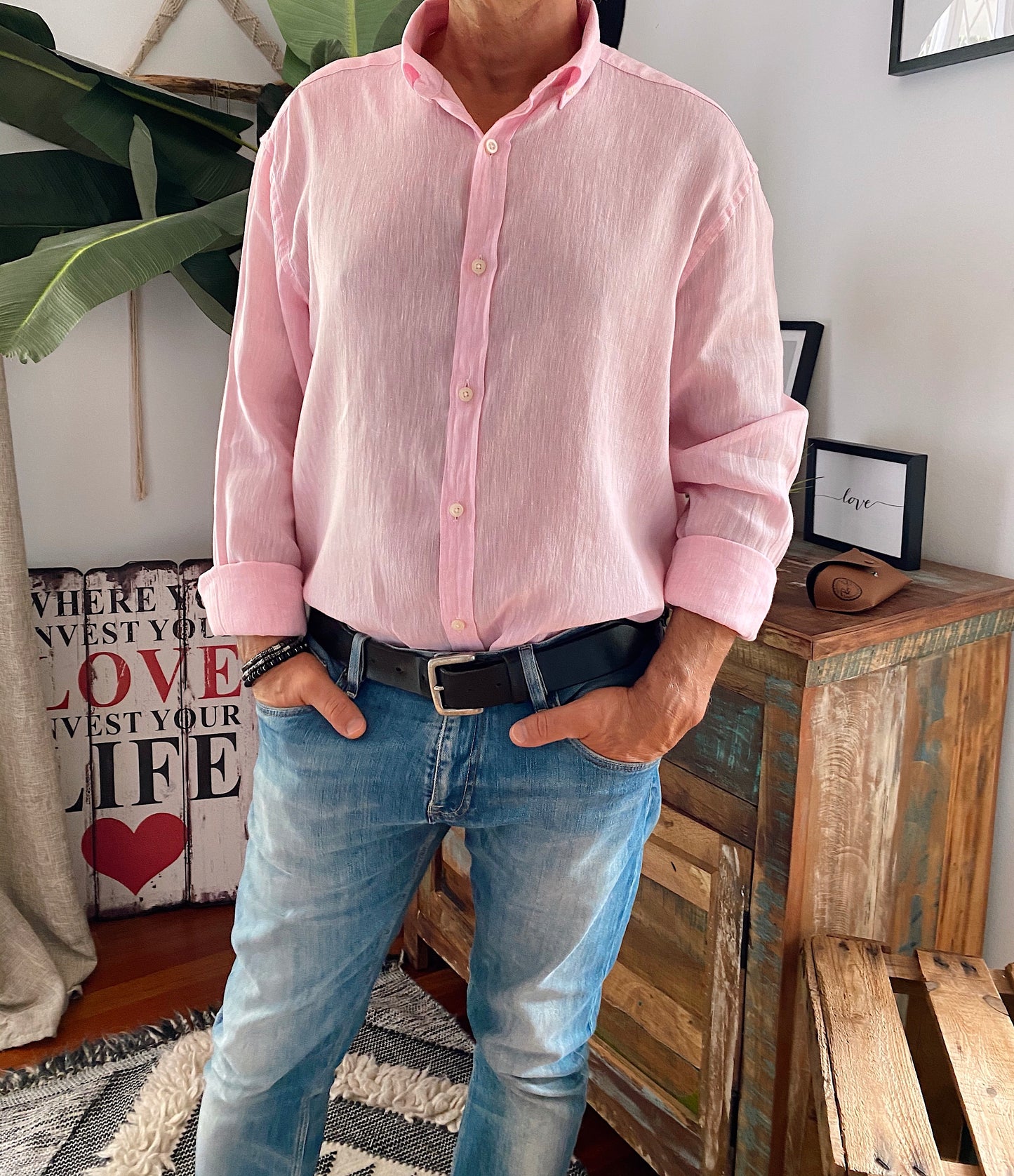 CAMISA LINO PATRICIO ROSA