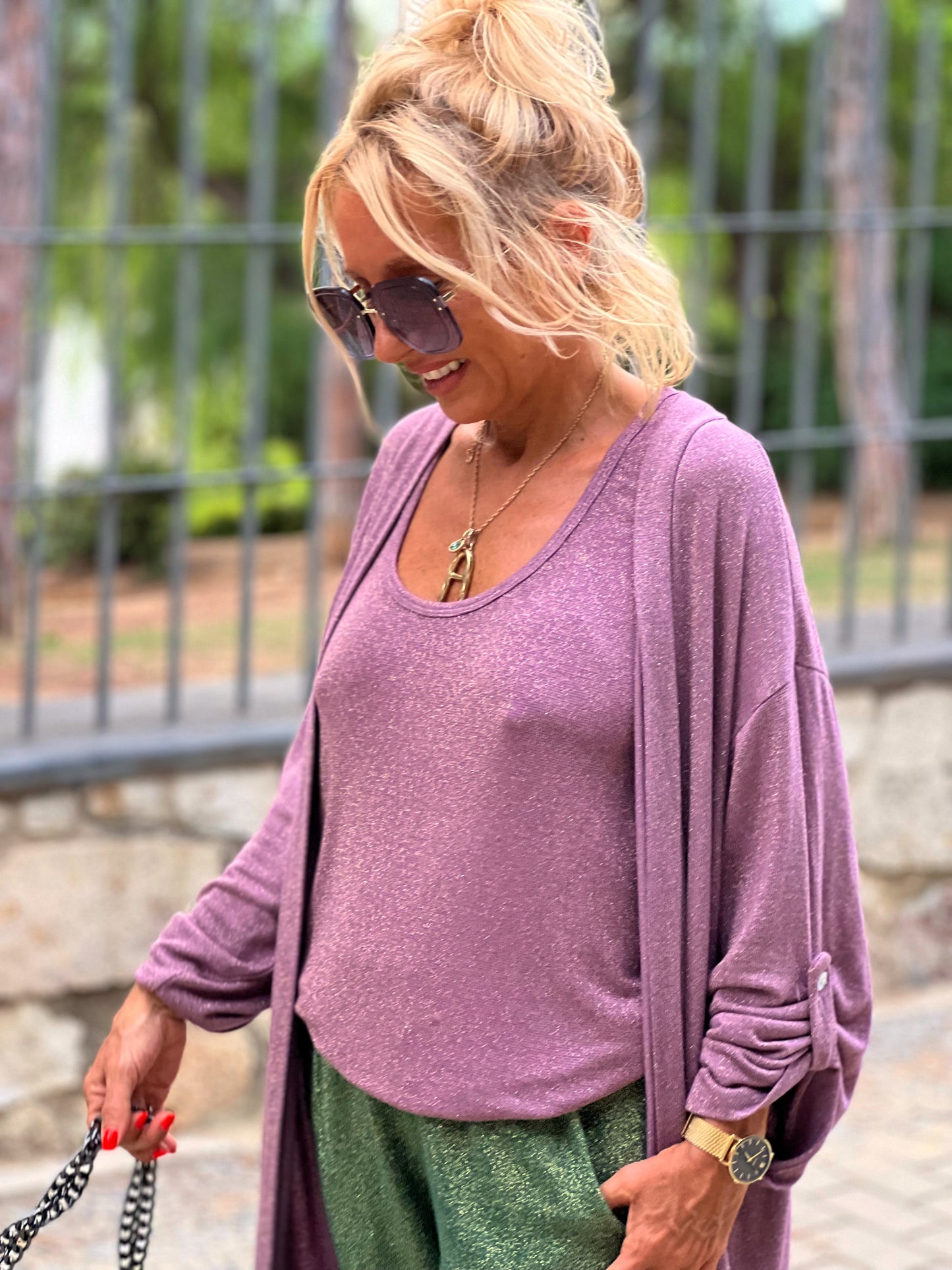 CONJUNTO TOP-CHAQUETA BRILLO RITA ROSA